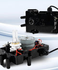 Pool valve actuator control, 24V, for 2- and 3-way valves; two parts shown: black housing and internal motor assembly.