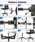 Step-by-step guide to using the Heavy Duty 28mm Gas Lift Cylinder Removal Kit For Office Chairs, 700lb Rated Steel Construction.