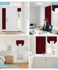 Easy Install Front Door Sidelight Curtain, No Drill Privacy Window Cover, Thermal Insulation For Patio Glass Doors, 12 Inch By 69 Inch Red, 1 Panel Full Kit With Adhesive Straps And Manual, Quick Mess Free Setup shown in various room settings.