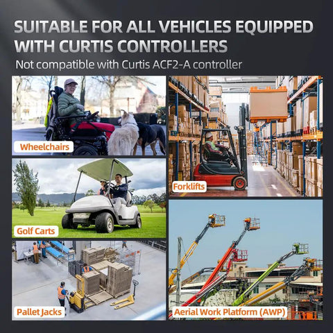 Universal Curtis Controller Handheld Programmer For Forklifts, Golf Carts, Pallet Jacks And AWP compatibility chart
