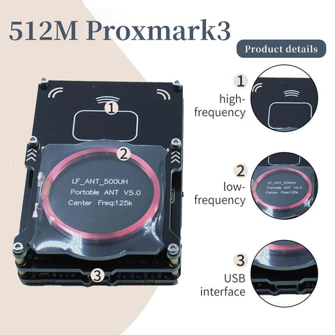 Proxmark3 Easy V5.0 512MB RFID Reader Writer With Built In Antenna Dual Frequency 125kHz And 13.56MHz Copy Decrypt Analyze