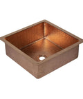 HomeStock Square Hammered Copper Bathroom Vessel Sink for Vanity, 15 Inch Basin, Bronze Finish, square shape with hammered texture.