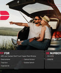 Couple at sunset next to a car with an open trunk, showcasing Heavy Duty 14 Inch Gas Shock Struts 35 Lbs Lift Supports for camper shells.
