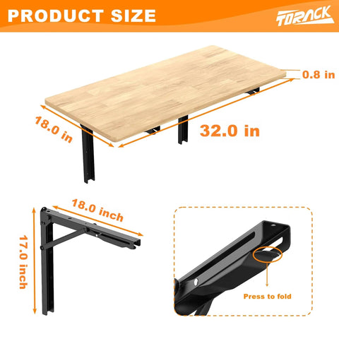 Heavy Duty Wall Mounted Folding Workbench Space Saving Collapsible Table Desk For Garage And Workshop Holds Up To 550 Lbs Board Size 32 X 18 Inches