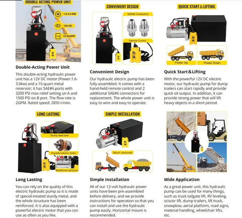 Heavy Duty 12V DC Double Acting Hydraulic Jack Pump With Steel Tank For Dump Trailers And Pickup Rigs No Hassle Slick Operation At 3200 Psi Power Unit Built Tough For Weekend Shop Grinds