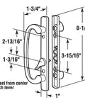 Diagram of Mortise Style Sliding Patio Door Handle Set In Bronze Diecast Non Keyed Fits Three And Fifteen Sixteenth Inch Hole Spacing