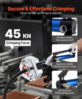 Hydraulic Hose Crimper Kit for Automotive Air Conditioning Repair with ergonomic handle and oil pump core details