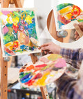 Artist painting on a canvas using 1 Inch Masking Tape Bulk Pack 20 Rolls Of White Beige Crepe Paper Tape With Strong Adhesive 55 Yards Each