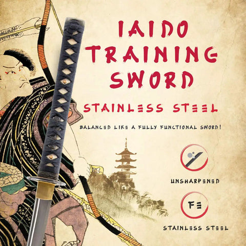 Stainless Steel Katana Iaito For Iaido Training With Bamboo Tsuba And Fuller Groove 28 Inch Blade Unsharpened Training Sword for Safe Practice