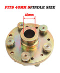 Grip Tight 40mm Shaft Wheel Balancer Adapter With Shop Grade Tire Balancer Clamp showing 40mm spindle opening size.