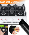 Upgraded Cuttable Gas Burner Covers For Stovetop Easy Clean Reusable Nonstick Liners For Most Gas Ranges Washable 27x16.7In Flexible Durable Protectors That Keep Your Stove Safe And No Mess on stovetop with cutting demonstration