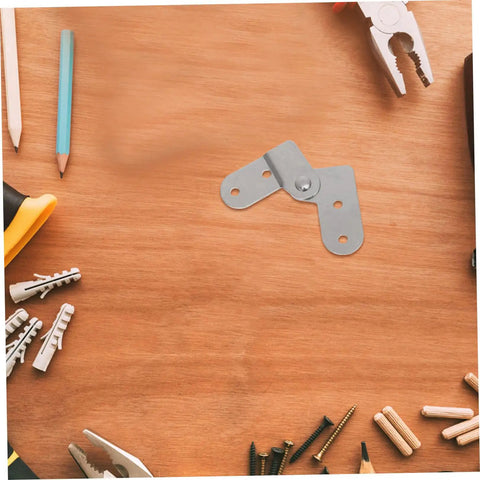 4-Piece Folding Table Hinges Kit For 180-Degree Beefed-Up Heavy-Duty Attic Ladder And Folding Furniture Repairs Chicken-Mouth Shape Hardware Easy Install Replacement For Pull-Down Stairs And Foldable Tables, gray metal hinge on wood surface
