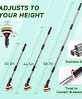3 In 1 Heavy Duty Crack Weeder Tool With 59 Inch Adjustable Handle showing handle length adjustments and stainless steel material