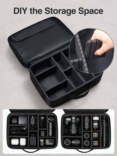 Extra Large Electronics Travel Organizer Case Heavy Duty Cord And Charger Storage Bag Premium 1680D Fabric with customizable dividers.