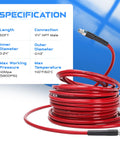 Heavy Duty Sewer Jetter Kit For Pressure Washer With Fifty Foot Drain Cleaning Hose Coiled Red 50ft Hose and Specifications