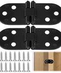 Rock Solid 2 Piece 180 Degree Flip Top Hinges For Folding Tables, heavy duty black zinc alloy hinges with screws included.