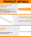 All In One Harley-Davidson Oil Change Kit With Filter Cap Wrench Fill Tools And Thirty O Rings Industrial Grade Heavy Duty Oil Filter Wrench And Fluorine Rubber O Rings For Long Lasting Heat Fuel And Chemical Resistance showing primary case oil fill funnel and transparent tube with metal pin.