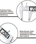 Brake screws and measurement display of Six Inch Digital Caliper Stainless Steel Measuring Tool With Large LCD Screen Electronic Vernier.