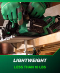 Person using Powerhouse 36V Cordless Track Saw Kit, 6-1/2 Inch Blade, adjustable bevel, deep cut, lightweight design, less than 10 lbs