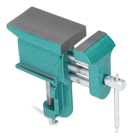 Heavy Duty Iron Bench Vise With Wide Jaw Clamps for woodworking, featuring serrated jaws and robust design for stability.