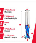 Spektra Extreme Tool Life Coated Solid Carbide CNC Compression Spiral Router Bit size diagram
