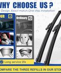 Comparison of OE design Mercedes-Benz Wiper Blades Set Of 3 Replacement 28 Inch 21 Inch And 12 Inch with ordinary blades