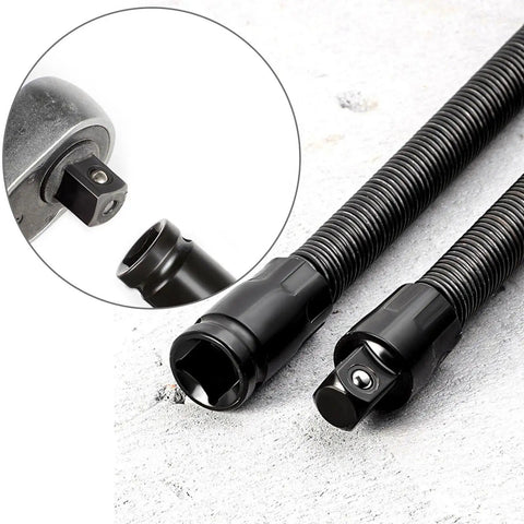 1/2 Inch Flexible Shaft Extension for Tight Spots, Torque Socket Extender and Ratchet Spanner Adapter, Hand Drive Tool With Spring Steel Shaft