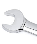 Close-up of wrench head from 14 Piece Reversible Ratcheting Wrench Set With 12 Point Heads, SAE And Metric, 73 Tooth Ratchet Delivers 5 Degree Swing