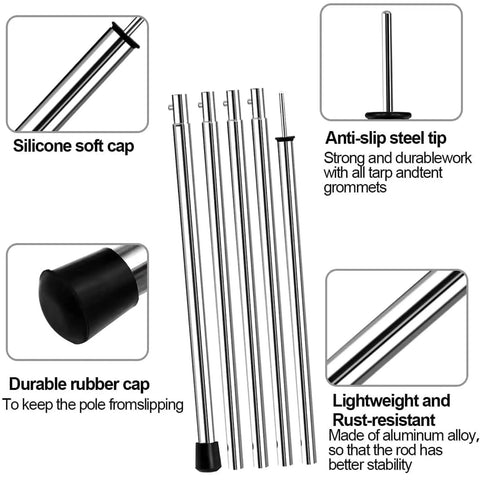 Adjustable Telescopic Tarp Poles For Camping And Hiking, Lightweight Dope Stainless Steel Tent Poles With Rugged Spring Joints