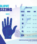 Glove sizing chart for Built Tough 5 Mil Thick Nitrile Exam Gloves In Sharp Cobalt Blue Disposable Latex Free Protective Handwear.