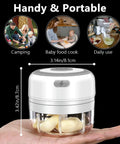 USB Rechargeable Electric Mini Garlic Chopper 100Ml Cordless Food Processor held in hand, showcasing its portability and size.