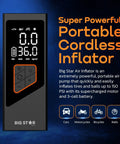 Super Slick 150 Psi Portable Tire Inflator Air Compressor With Digital Gauge Auto Shut Off Led Light For Car Suv Motorcycle And Sports Balls, digital display showing pressure.
