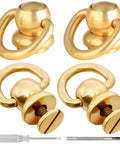 4Pcs Brass D Rings For Purses Rotatable Bag Strap Hardware With 360 Degree Ball Studs And Screws Leather Craft Kit Gold Finish