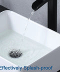Vessel Sink 22 x 15 Inch White Ceramic Above-Counter Bathroom Sink filling with water, showing splash-proof feature