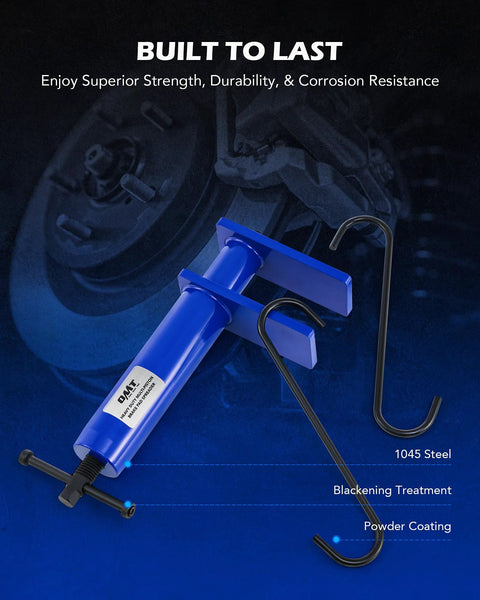Orion Motor Tech brake pad spreader, universal caliper piston compressor tool with 2 hanger hooks, blue steel