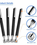 4 Pieces Magnetic Telescoping Pick Up Tool Set with 25 Inch Extendable Magnets, lightweight pocket design, mini magnet head.