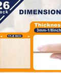 Basswood sheets, 12 x 12 in, 1/8 in (3 mm) thick, 26-pack unfinished wood sheets for crafts