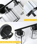 Five Light Crystal Vanity Lights In Black For Bathroom Over Mirror Modern Crystal Shade Wall Fixture With E26 Base