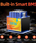 12V 15Ah LiFePO4 Battery With Built-In BMS, 4000+ Deep Cycles, Waterproof, Lightweight 3.5 Lb on electronic circuit background