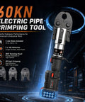 Heavy Duty 21V Cordless Pipe Crimper With 360 Degree Rotating Head And 60KN Pressure Force For PEX Plumbing Jobs with batteries and jaws.