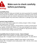Safety warning and compatibility guidelines for 24V 1A Power Supply With 6 Ft Cord ETL Certified Worldwide 100V To 240V Adapter