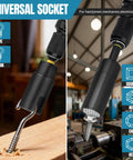 Beefy Magnetic Impact Nut Driver Set With Metric And SAE in use with universal socket on screws in workshop setting.