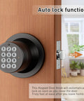 Keyless Entry Door Lock With Keypad And Smart Code, No Keys Needed, 15 Digit Password in oil rubbed bronze finish on door