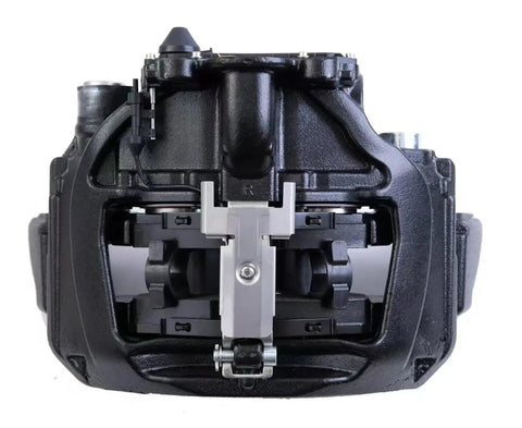 Front view of heavy duty pneumatic disc brake caliper for trailer and truck with superior heat dissipation and multi alloy construction.