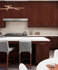 Modern kitchen with red brown wood grain peel and stick wallpaper on cabinets, waterproof self-adhesive backing, thick texture