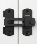 Barn Door Lock Set With Sliding Door Hardware In Carbon Steel Black Finish, Quick Lock Hook And Eye Latch installed on door