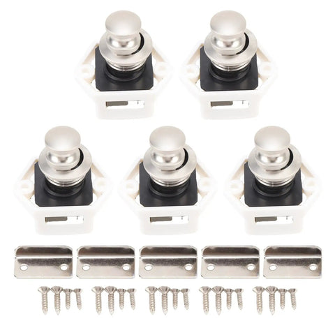 Push Button Cabinet Latch With Locking Handle For RV Camper Motorhome And Yacht Doors 14 To 18mm Thick Zinc Alloy ABS Pearl Nickel