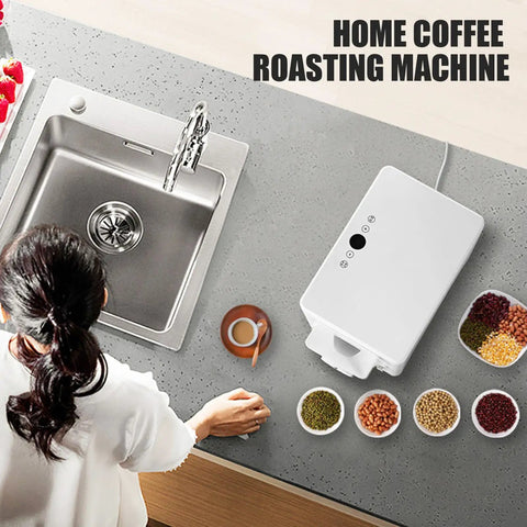 Kick Up Your Home Brewing Game With This Heavy Duty Electric Coffee Bean Roaster Featuring Adjustable Temperature And Timer Settings For Consistently Next Level Flavor, shown on kitchen countertop.