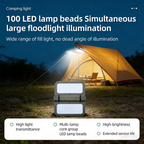 Portable Telescopic Camping Light With Adjustable Stand And Built In Power Supply illuminating tent at night