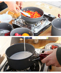 Durable Camping Cookware Set With Nonstick Hard Anodized Aluminum Pots And Pans Mess Kit For Outdoor Cooking Includes Tableware